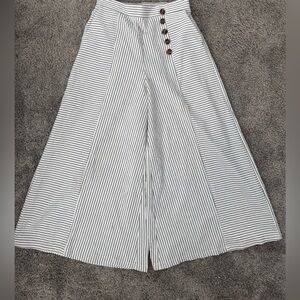 Striped Culotte Pants with Side Buttons - SHIPPING DISCOUNTED